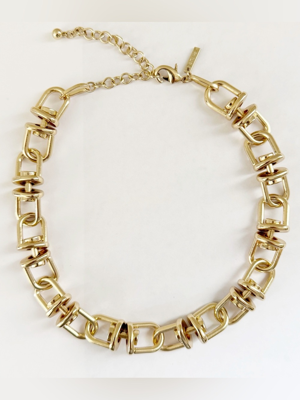 WHBM Heavy Industrial Gold Tone Link Chain Necklace 18”